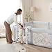Sweeby Foldable Baby Playpen, 71x59 Playpens for Babies and Toddlers Large Play Yard with Door Baby Fence with Gate and Indoor & Outdoor Play Pen,LightGrey