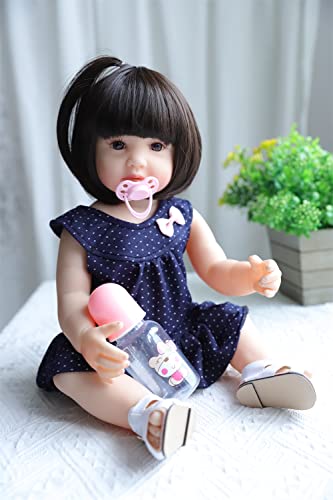 ZIYIUI 22" 55cm Puppe Reborn Baby Reborn Babypuppen Weich Vinyl Silikon - Lächelndes Mädchen – Bild 4