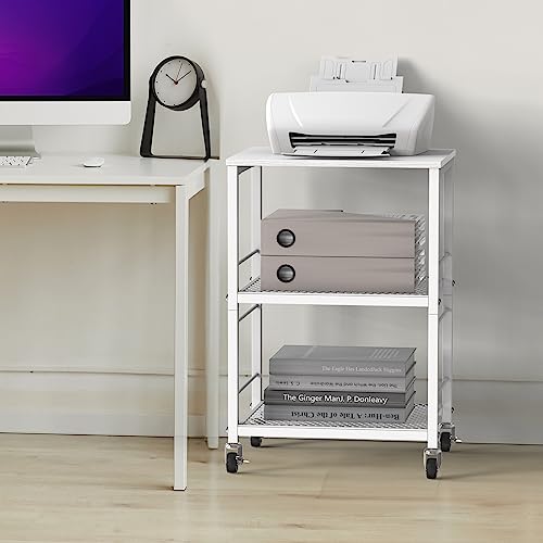 White-Side-Table-Living-Room-End-Table-Bedroom-Small-Nightstand-Modern-Bedside-Table-with-Storage-Shelf-Kitchen-Rolling-Cart-3-Tier-Mobile-Side-Table-with-Storage-Printer-Stand-Rack-for-Home-Office