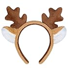Orgoue Reindeer Antlers Headband, Fluffy Deer Ears Hairband Animal Headpiece for Women for Face Washing Christmas Halloween