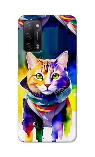Image of Printed Hard Back Cover for Oppo A54s Back Cover (Coloured Cat) -190724(EA)