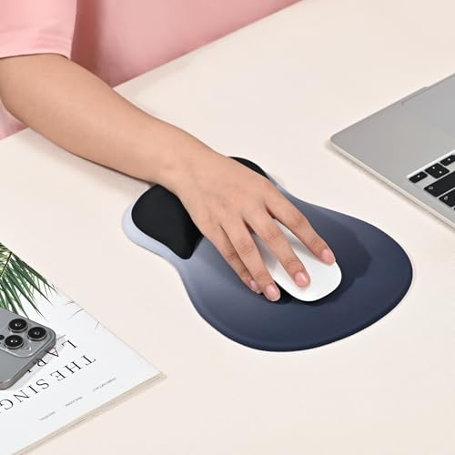 Image of EooCoo Ergonomic Mouse Pad with Gel Wrist Rest Support Middle Concave Design, Relieve Wrist Pain Mousepad, Non-Slip Base for Laptop, Computer, Office Desk Accessories, Carpal Tunnel Syndrome