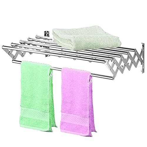 JDHSKCF 壁掛け式折りたたみ式衣類ハンガー、省スペースインドア/アウトドア調節可能な物干しラック、洗濯室用格納式ドライコート乾燥機(サイズ:70cm/27.6インチ) 新しい() 無私の献身