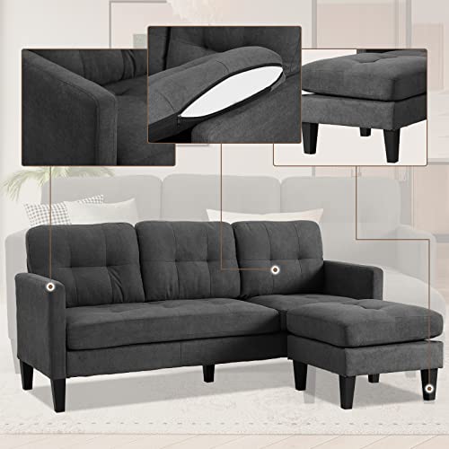 Jovno Convertible Sectional Sofa Couch, Modern L-Shaped Couch 3-Seat Sofa, Reversible Sectional For Living Room, Apartment And Small Space (Dark Grey) #TOP3