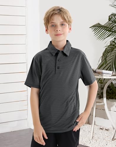 Image of Polo Shirts for Boys Golf Polo Shirt Short Sleeve Boys Performance Polo Dry Fit Stretch Collared UPF50+ Kids Golf Shirts