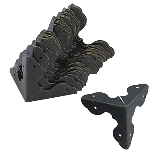 Image of Antrader Box Corner Protector Triangle Metal Case Wooden Box Edge Safety Guard for Furniture Decor 1-1 /4 inch x 1-1 /4 inch, Bronze, Pack of 24