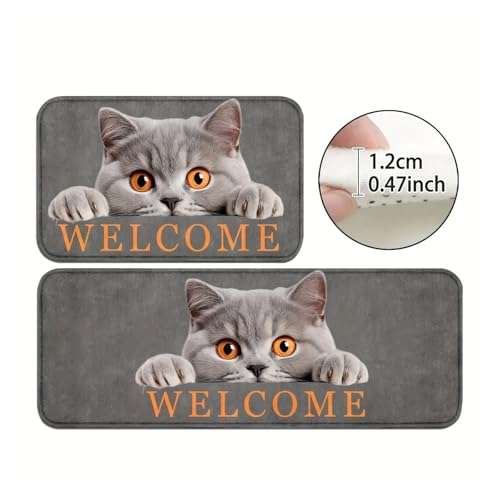 Tapis gris chaton mignon pour protéger le sol des chaussures - 4