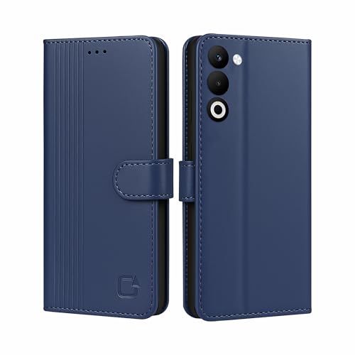 Image of AIBEX Shock Proof Flip Compatible for Oppo A5 5G / Oppo K13x 5G Flip Cover Leather Finish | Inside TPU with Card Pockets | Wallet Stand | Complete Protection Flip Case - Blue