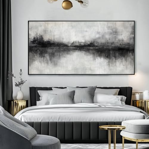 Large Abstract Canvas Wall Art Black and Grey Art Pictures for Wall Decor 29'x58' Artwork Decoration for Living Room Framed Neutral Wall Prints Kitchen