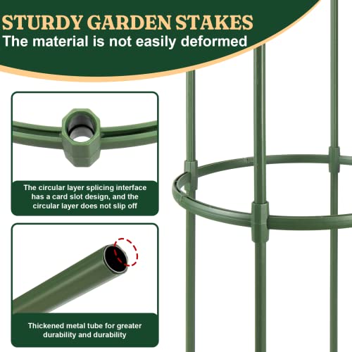 Round Heavy Duty Tomato Cage - 55 Inch Steel Core Plastic Coated Garden Trellis, 4-Post Rustproof Plant Support for Tomato/Cucumber/Beans, No Tools Snap Assembly, Spare Parts Available by LOMNYIY - Image 5