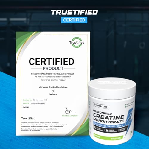 Image of Wellcore Pure Micronised Creatine Powder For Enhanced Muscle Strength With Rapid Absorption (83 Servings, Kiwi Kick)