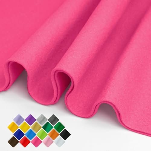 Image of 36 inch Wide Soft Felt Fabric by the Yard, 1.6mm Thick Durable & Flexible Craft Felt for Sewing, DIY Arts, Crafts and Decorations (Hot Pink, 2 /3Y)