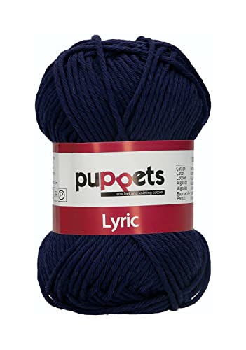 Puppets Lyric Stärke 8 4572008-05029 dunkelblau Häkelgarn, 100% Baumwolle
