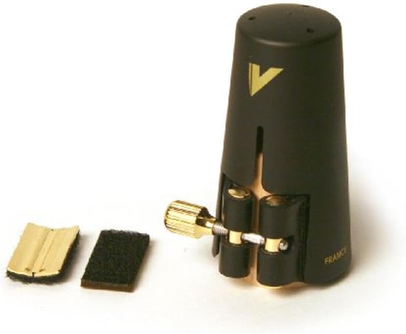 Vandoren LC27P Leather Ligature and Plastic Cap for Alto Sax with 3 Interchangeable Pressure Plates , black