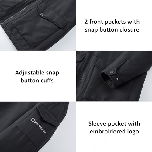 Alpine Swiss Shane Mens Sherpa Lined Parka Hooded Winter Coat Cargo Utility Jacket4