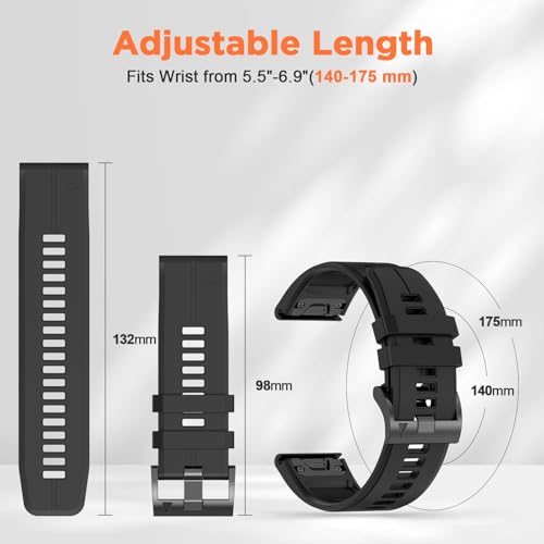 Image of XMUXI Compatible With Garmin Fenix 8 43mm Silicone Watch Band Fenix 7S pro /Fenix 6S Pro /Fenix 5S Plus,Quick fit 20mm Replacement Strap for Descent Mk3i 43mm /Mk2s /Approach S70 42mm(No Watch)