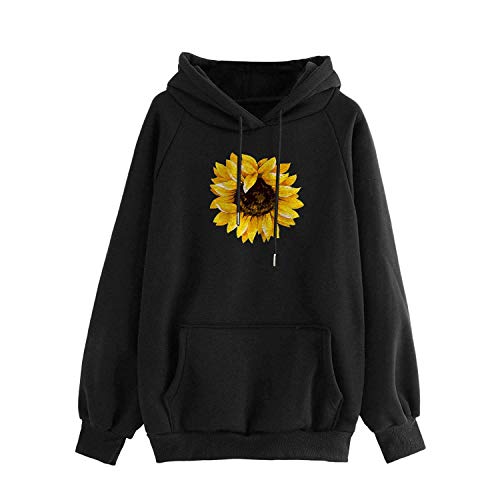 Colorful Sunflower Seeds Pullover Hoodie Womens Cute Graphic Hooded Simple Floral Casual Long Sleeve Flowers Sweatshirt