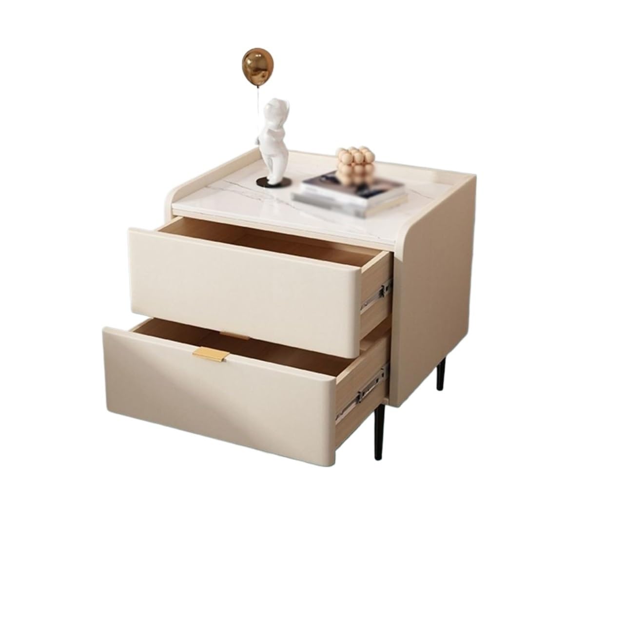 BHGFYXBS Side Tables Bedroom Solid Wood Bedside Table, Light Luxury Slate Top, Leather Bedroom Bedside Storage Cabinet, Home Decoration Cabinet Bedside Tables