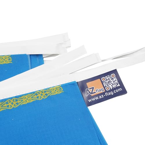 Image of AZ FLAG Kazakhstan 6 meters BUNTING Flag 20 flags 9'' x 6'' - Kazakh STRING flags 15 x 21 cm
