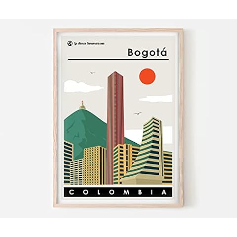 habyl Bogota Print - Colombia Travel Poster for Wall Art with City Landscape Design in A3 Large Size (No Frame Included) Cover
