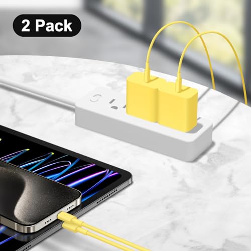 Image of iPhone 17 16 15 Charger Fast Charging 12FT - 20W USB C Charger Block | with 12FT Type C to C Cable Compatible with iPhone 17 /17 Pro /17 Pro Max /Air /16 /16e /15, iPad Pro, iPad Air (Yellow)
