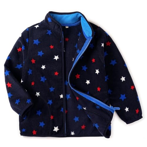 Image of Toddler Boys Girls Fleece Jacket Lightweight Fall Spring 2-12 Years | Soft Anti-Pilling Fleece, Easy Zip-Up, Hand-Warm Pockets, Windproof Stand Collar, Wear Alone or as Layer, Ideal for School