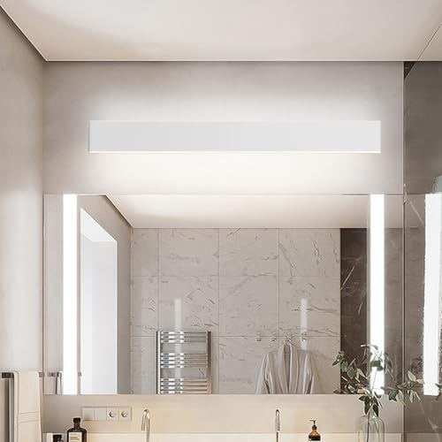 Aplique LED de pared rectangular moderno blanco con luz cálida de 36cm para baño 5