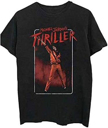 Michael Jackson Men's Thriller White Red Suit Slim Fit T-Shirt Black
