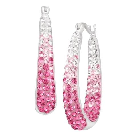 Crystaluxe Hoop Earrings with Rose Crystals in Sterling Silver with Gold Posts Cover