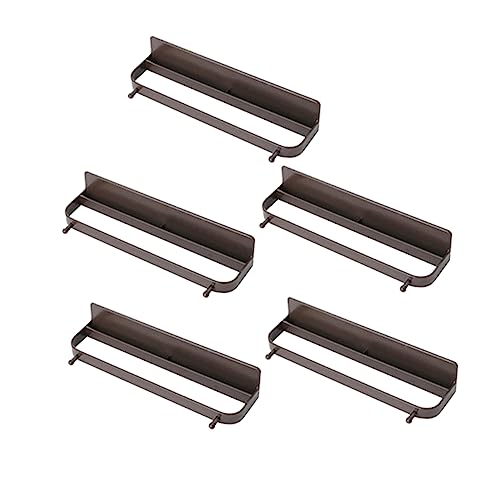 SOLUSTRE 5Pcs Wall Mounted Slippers Rack Space Saving Shoe Organizer for Bathroom Easy Installation with Self Adhesive Hooks Stylish Wall Slippers Shelf Coffee Color for Hallway