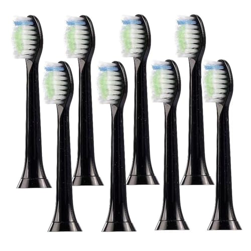 Cabezal De Cepillo De Repuesto Para Cepillo De Dientes Eléctrico. Compatible Con Philips RS910/RS930/RS950/HX9342 HX9332/HX9382(Black brush heads x8)