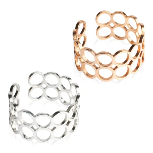 ALEXASCHA Mutter Tochter Geschenk • Ring Set aus 2 Statement Ringen in Silber & Roségold • Muttertagsgeschenk • Schmuckset verstellbar ab Größe 60 (Ø 19 mm)