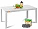 KESSER® Gartentisch 156x78cm für bis 6 Personen Esstisch Wetterfest & UV-Beständig | Outdoor Tisch mit pulverbeschichteter Stahl-Gestell & Kunststoff Tischplatte in Holz-Optik inkl. 6 Filz-Untersetzer
