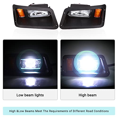 10L0L Golf Cart Led Light Kit(12V-48V) Fits Yamaha G14, G16, G19 G22, Daytime Running Light With Low/High Beam With Brake, Hazard, Horn, And Turn Signal Upgrade Kit #TOP2
