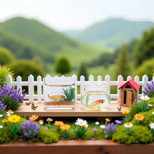 2Pcs 1/12 Scale Accessories Dollhouses Fish Tank，1: 12 Scale Miniature Fish Bowl Miniature Dollhouse Accessories for Garden Scene Decor Desktop Ornaments，Dollhouse Decor，Dollhouse Accessories - Thumbnail 4