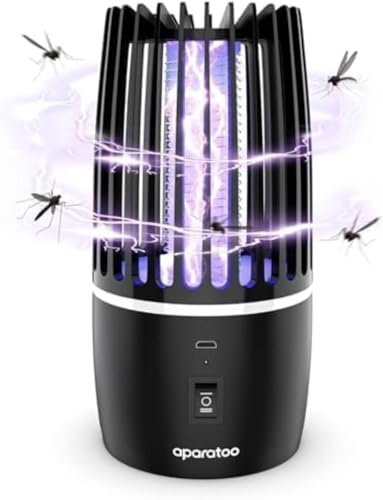 Lámpara Antimosquitos Eléctrico, 2 en 1 Mata Mosquitos Electrico, USB Recargable UV Mosquito Lámpara Trampa para Insectos, Moscas, Polillas, para Interiores y Exteriores (Negro)