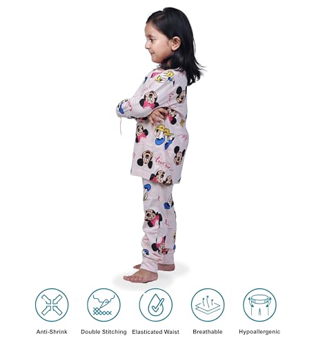 Image of Hestia | H.NSG.N.1 | Kids Girls Nightwear | Sleepwear | Cotton |Trouser Full Sleeves Tshirt | Elastic Waist |Night Dress with Pyjama Tshirts for Girls|All Over Horse Printed |Blue Color 4-6Yrs |Set 1