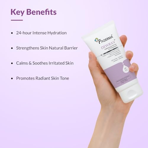 Image of Fixderma Dewrav Brightening & Oil-Free Face Moisturizer with Panthenol & ACB Fruit Mix | 24-Hour Hydration | Dermatologist Recommended for Women & Men - 50g