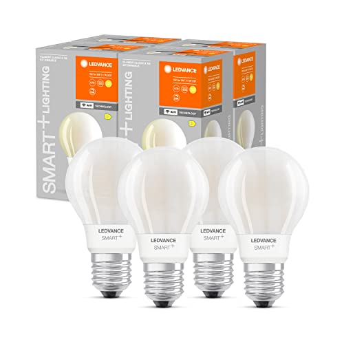 Ledvance Lampadina Smart Led Con Tecnologia Wifi, E27, Dimmerabile, Bianco Caldo, Forma Della Lampadina, Opaca, Sostituzione Per Lampadine 75W, Contro