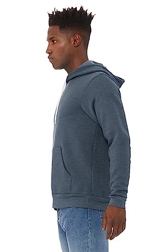 Bella Canvas mens 3719 Poly-Cotton Fleece Pullover Hoodie, Heather Navy, X-Large3