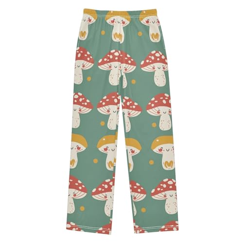 Mushroom Cute Teal Pajama Pants Long Sleep Pant Soft PJ Bottoms Sleepwear