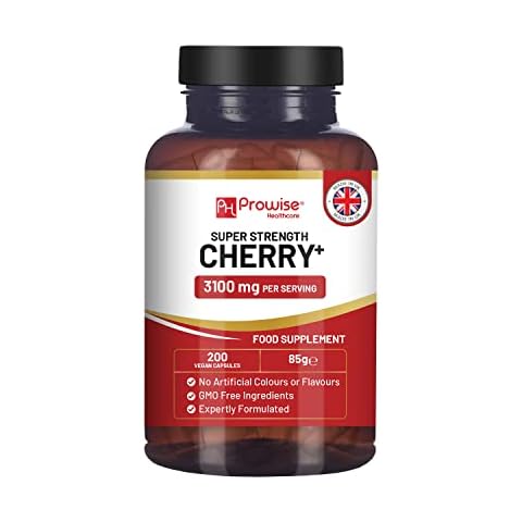 Montmorency Cherry Capsules 3100mg | 200 Vegan Capsules I Super Strength Tart Cherry Capsules with 2500mg Active Montmorency Cherry Extract & 600mg Sour Black Cherry Cover