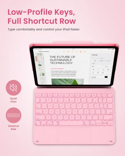 Image of typecase Edge Keyboard Case for iPad 11th Gen A16 (2025) & 10th Gen 10.9 inch (2022) - Multi-Touch Trackpad, 11-Color Backlit Magic-Style Keyboard - Floating Magnetic Stand, Pencil Holder - Light Pink