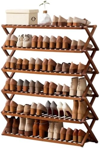 Foldable Bamboo Shoe Rack SpaceSaving Entryway Organizer Sturdy Design Stylish Storage Solution for Closets and Hallways（100 * 25 * 78cm）