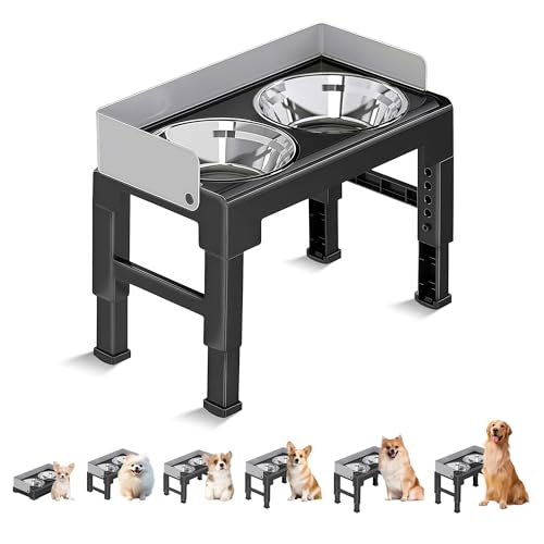 Marchul Hundenapf Erhöht, Futternapf mit Gestell, Fressnäpfe, 6 Höhenverstellbar und Neigbar, Futterstation, 2 Näpfe aus Edelstahl 304 für Große...