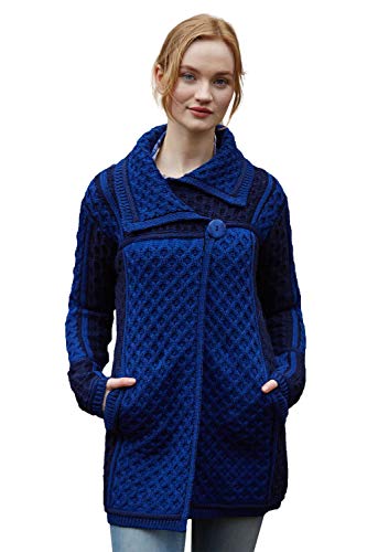 The Irish Store - Irish Gifts from Ireland 100% irlandés lana de merino botón único Abrigo por Westend chapado en  tamaño pequeño - Azul -