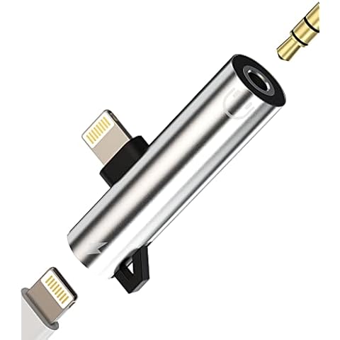 Iphone AUX Adapter for Headphone Dongle Lightning to 3.5mm Jack Splitter Connector Cable(2in1)Charger Earbud Audio Cord Apple MFI Certified for 14 13 12 11 Pro Max 7 8 Plus X Xs Xe Se Charging Music Cover