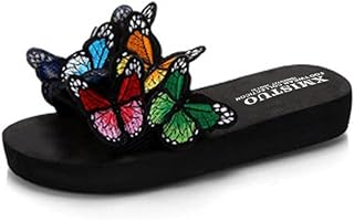 MIOKE Summer Flat Slide Sandals For Womens Butterfly Platform Low Heel C...