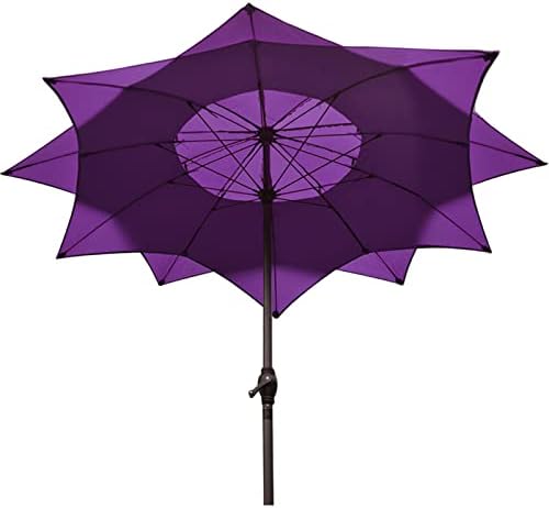 ALIXCE 2.5m European Vintage Patio Parasol With Hand Crank, Outdoor Double Layer Flower Shade Parasol, Sunshade Centre Column Balcony Outdoor Garden Umbrella