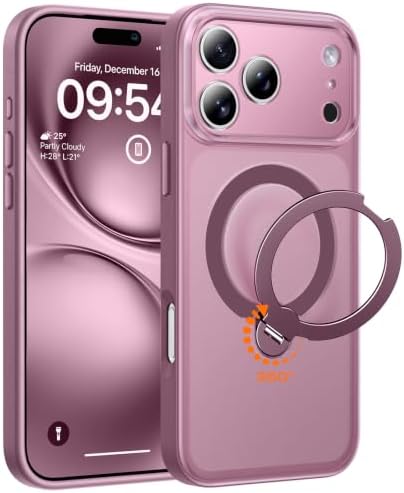 TOCOL für iPhone 17 Pro Max Hülle mit Ständer, 360° Drehbarem, Pflaume | Kompatibel mit MagSafe, Vollständiger Kameraschutz Handyhülle, Militärschutz Stoßfest Kratzfest Haltbarkeit